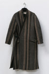 AVIVA JIFEI XUE A21-KJL Reversible Heavy Wool blend Stripe Long Kimono Coat